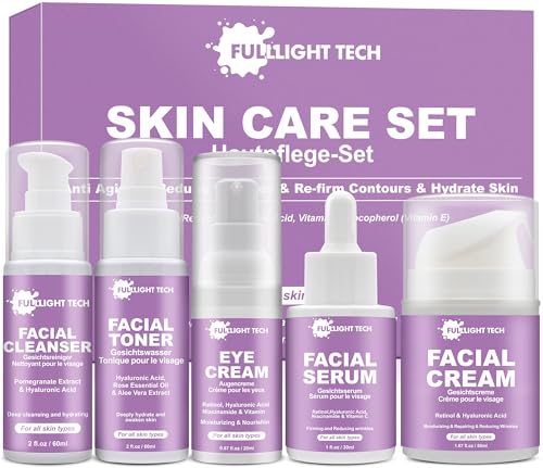 Anti-Aging Skincare Set für Frauen, Feuchtigkeit mit Vitamin C, Retinol, Hyaluronsäure, Geschenkbox Weihnachten