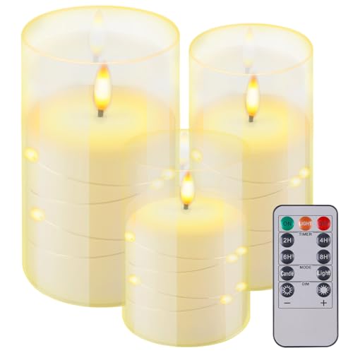 wiyety led kerzen 3er set mit fernbedienung und timer, outdoor kerzen für hochzeit, weihnachten