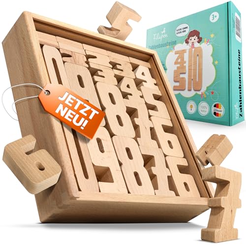 Filapen montessori spielzeug, 62 holz bausteine aus buche, lernspielzeug ab 4 jahren