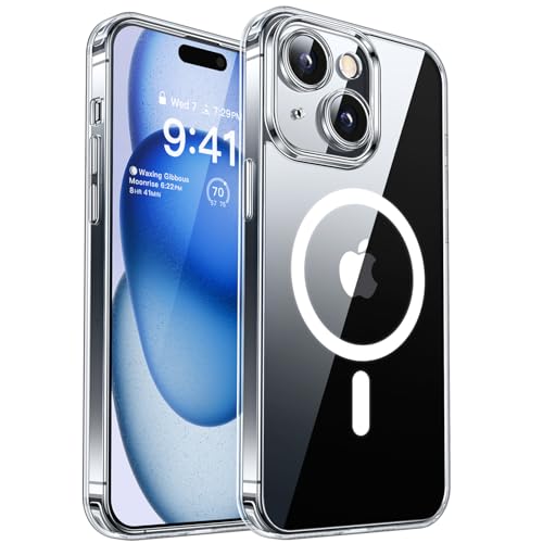 canshn iPhone 15 Plus hülle mit kamerenschutz, magsafe, stoßfest, transparent