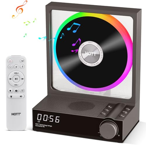 HOTT portable cd player mit bluetooth 5.3, hi-fi lautsprechern und rgb-lichtern