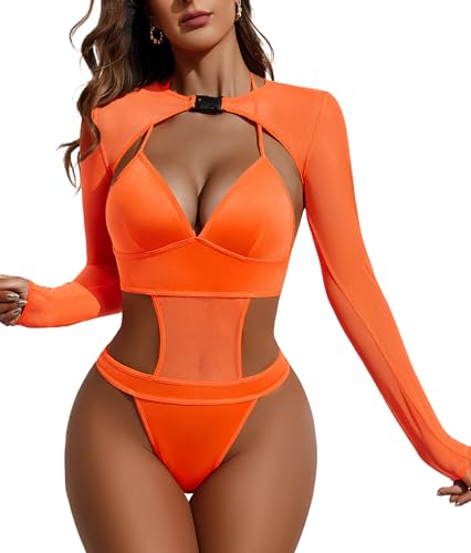 Avidlove Damen Body Dessous Bodysuit Bauchfreies Top Rave Outfit Set