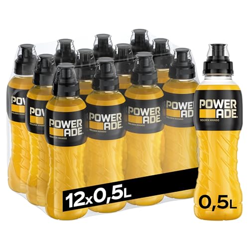 powerade sports gold mango, kalorienarmes sportgetränk mit elektrolyten, 500 ml (12er pack)