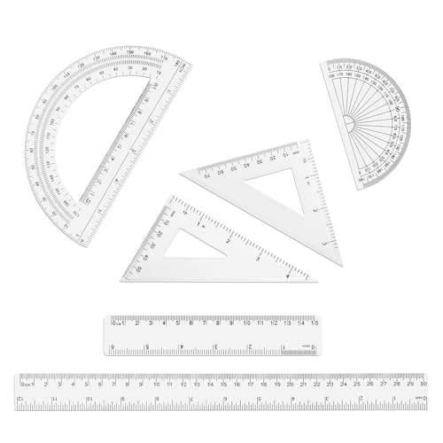 linealset 6 stück 30cm 15cm durchsichtige kunststofflineale mit winkelmesser und dreieckslineal für schule büro zuhause