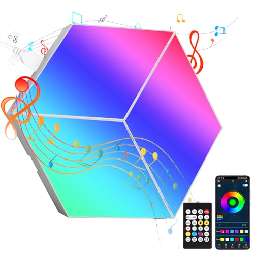 led gaming wandleuchte 3pcs rhombisch rgb panel app licht musik sync für gamer zimmer