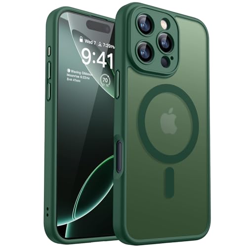 Produktbild: canshn hülle für iphone 16 pro max, kameraschutz, magsafe, stoßfest, dunkelgrün