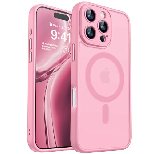 canshn hülle für iphone 16 pro mit kameraschutz und magsafe, stoßfest, pink