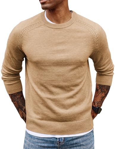 pj paul jones herren pullover winter rundhalsausschnitt feinstrick camel M