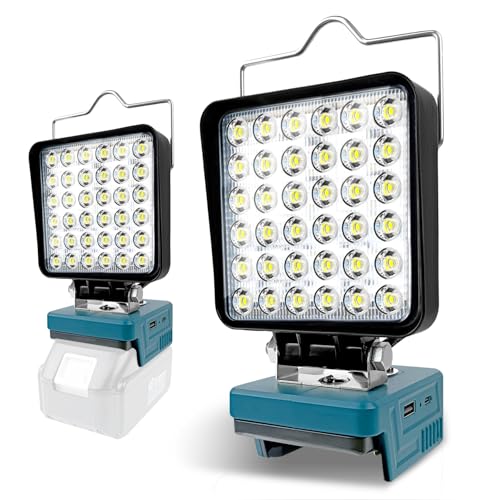Produktbild: led akku lampe für makita 14.4v-18v lxt, strahler mit usb typ c schnelles laden