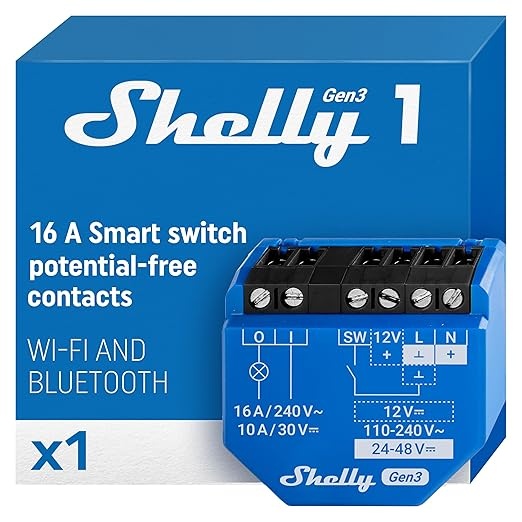 Shelly 1 Gen3 WLAN Smart-Schalter Relais 16A potentialfrei
