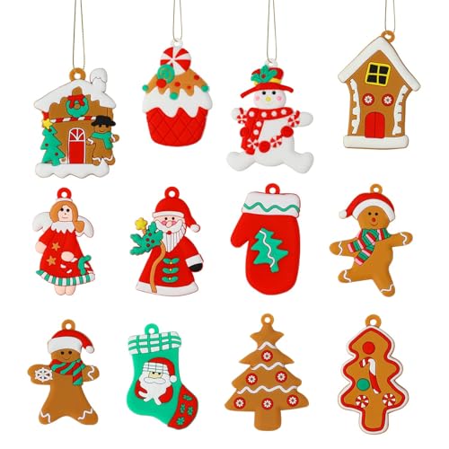 suloli weihnachtsbaumschmuck 12 stück zum hängen, dekoration engel, schneemann, lebkuchenmann