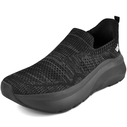 jackshibo damen slip on sneakers mit fußbogenstütze und memory foam schwarz grau 39 eu