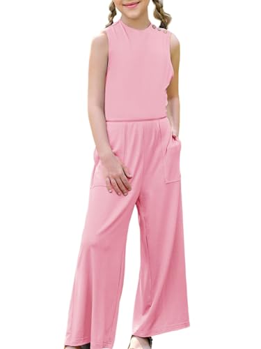 haloumoning mädchen jumpsuit weites bein loose fit overall rosa 160