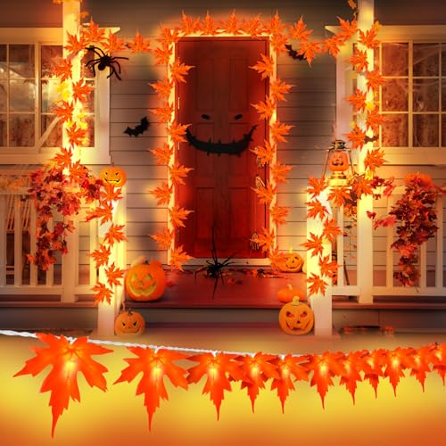 FFZZKJ lichterkette mit timer, 3m 20 led ahornblätter für herbst und halloween