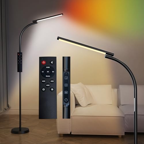 lanmonlily dimmbare led stehlampe 10w mit fernbedienung, berührungssteuerung, schwarz
