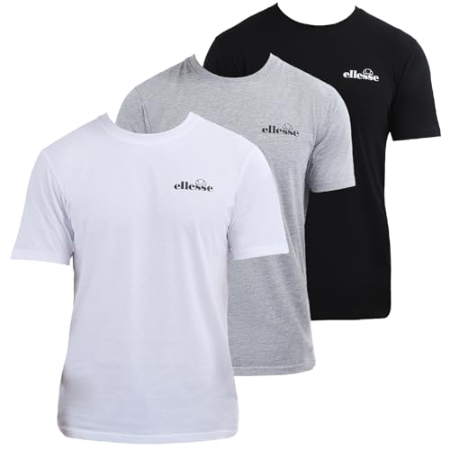 ellesse t-shirt herren azzini 3er pack schwarz grau weiß größe L