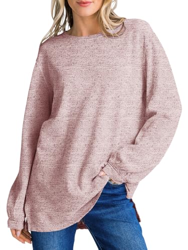 langarmshirt damen oversize pullover rosa, imily bela, rundhalsausschnitt, herbst strickpullover