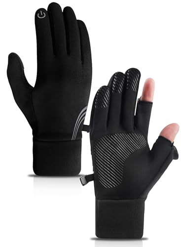 bobelle handschuhe winter herren damen, wasserdicht fingerhandschuhe touchscreen, schwarz M