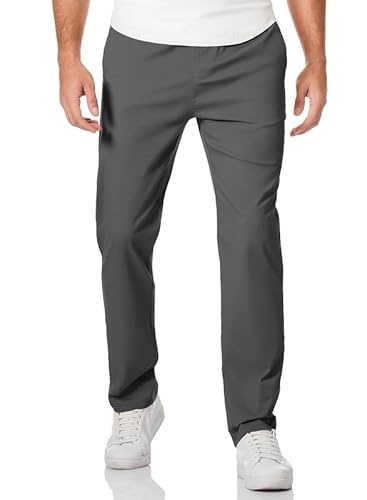 Meilicloth Herren Chino Hose Dunkelgrau, Stretch Baumwolle, Enger Schnitt, Freizeit- und Sporthose mit Taschen, Größe 36