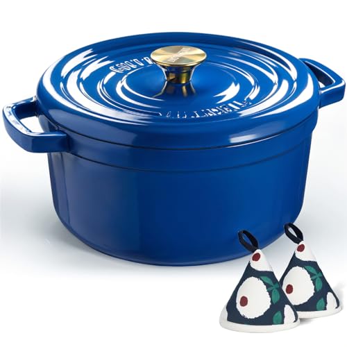 overmont gusseisen bräter emailliert - dutch oven topf 5 liter schwarz