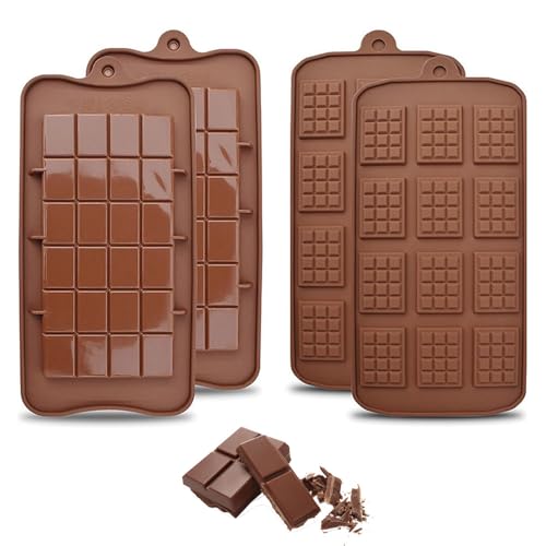 Bieiyhe schokoladenformen silikon, 4 stück antihaft schokoladentafel form, wiederverwendbar