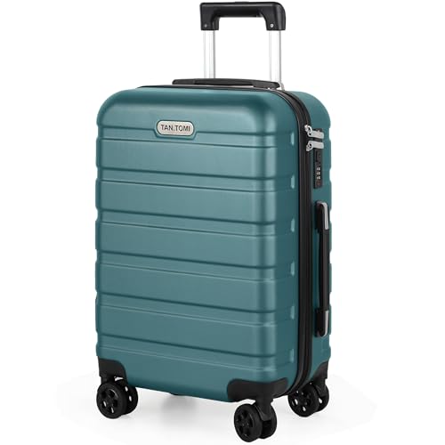 handgepäck koffer hartschale mit 4 rollen, tantomi trolley dunkelgrün mit passwortsperre