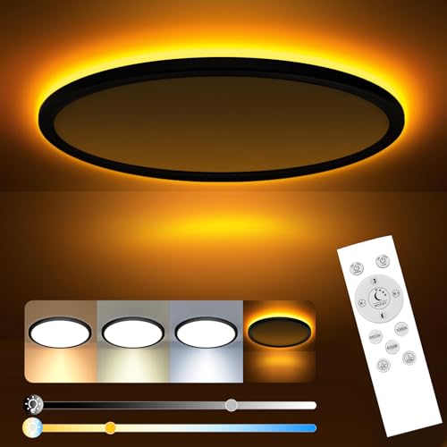 slochi led deckenleuchte dimmbar 24w 2800lm flach fernbedienung schwarz rund
