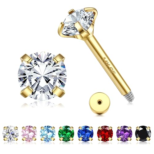 14K gold helix piercing für damen und herren, orazio, hypoallergen, zirkon, chirurgisch staal