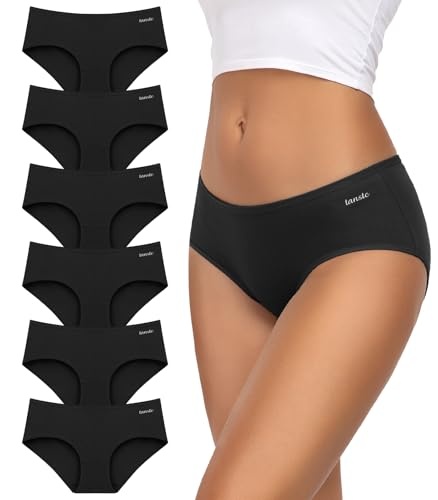 Damen Baumwoll Hipster Slips 6er-Pack, Niedrige Taille, Atmungsaktive Sportunterwäsche