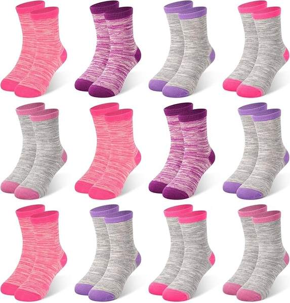 Kinder Socken Baumwolle 12 Paar Jungen Mädchen Sneaker Crew gestreift 20-38