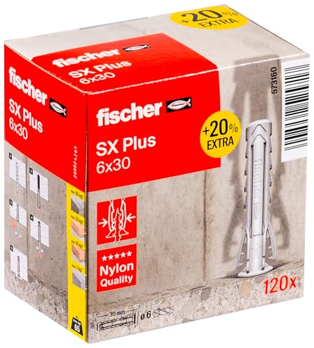 fischer spreizdübel sx plus 6 x 30 mm, 120 stk, für beton, ziegel, porenbeton