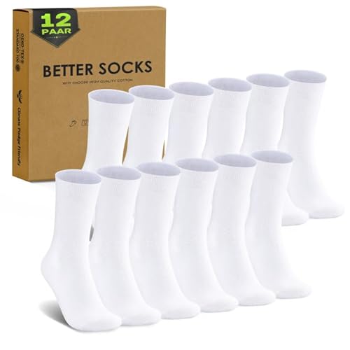 eksher sokken herren 43-46 weiß 12 paar baumwolle crew sportsocken atmunsgaktive