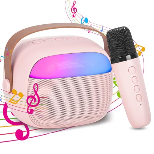 karaoke maschine kinder mit mikrofonen, tragbare bluetooth lautsprecher, led-lichter