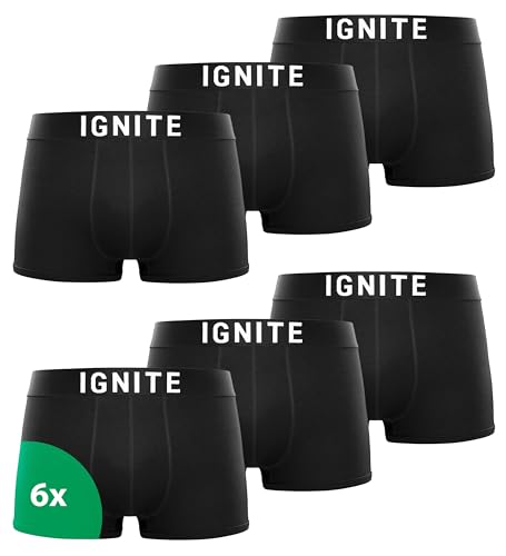ignite boxershorts herren atmungsaktive unterwäsche baumwolle 95%, elastan 5%, 6er pack, größe l