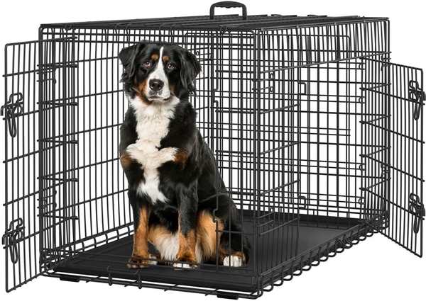 Hundekäfig klappbar 122 x 71 x 78 cm, 2 Türen, XXL, Schwarz