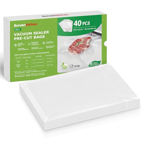 Bonsenkitchen vakuumbeutel 40 beutel 20x30cm für vakuumierer und sous vide, BPA-frei