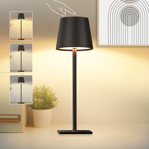 bucasa led tischlampe kabellos dimmbar metall nachttischlampe 4800 mAh ip54 wasserdicht