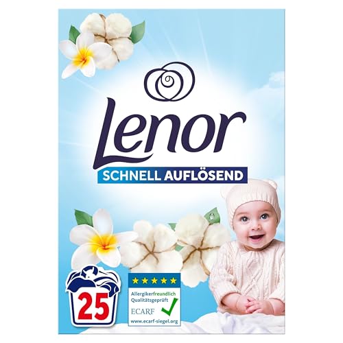 lenor pulverwaschmittel sensitiv 25 waschladungen hypoallergen Baumwollblüte Tiare-Blume