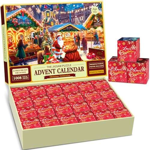 adventskalender 2024 weihnachtspuzzle 1008 pcs für kinder und erwachsene - ronstone