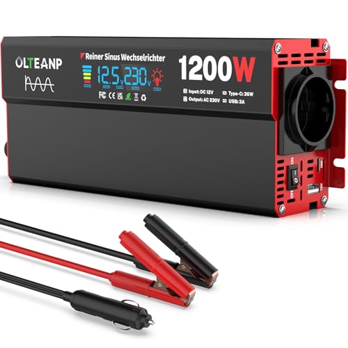 olteanp 12v auf 230v wechselrichter reiner sinus inverter 1200w mit lcd und usb