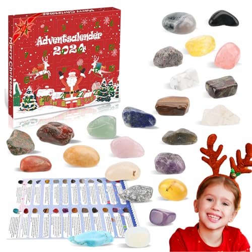 Brezoy Adventskalender 2024 Kinder, Edelsteine Spielzeug für Mädchen und Jungen ab 3 bis 8 Jahren, Xmas Geschenk