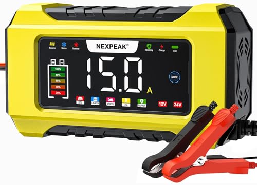 autobatterie ladegerät 15a 12v 24v nexpeak nc215 tragbar intelligentes 9-stufig