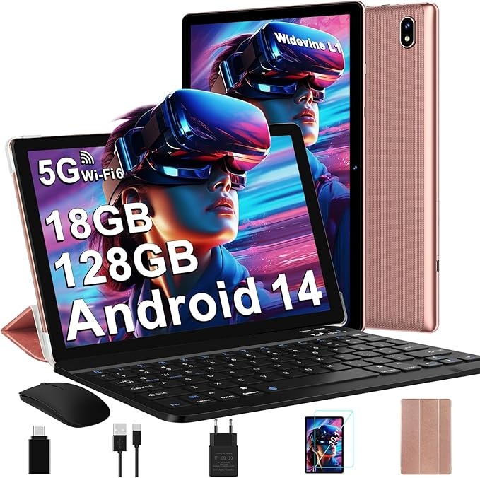 10 Zoll tablet android 14 DMOAO, 5G wlan, 6 gb ram, 128 gb rom, rose gold