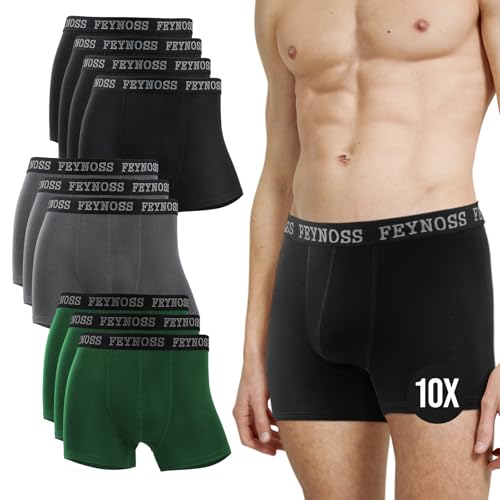 feynoss boxershorts herren 10er pack - atmungsaktive retroshorts unterwäsche männer XL