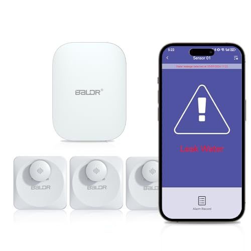 baldr wassermelder ip66 mit 100 dB alarm für küche, keller, bad - wlan sensor