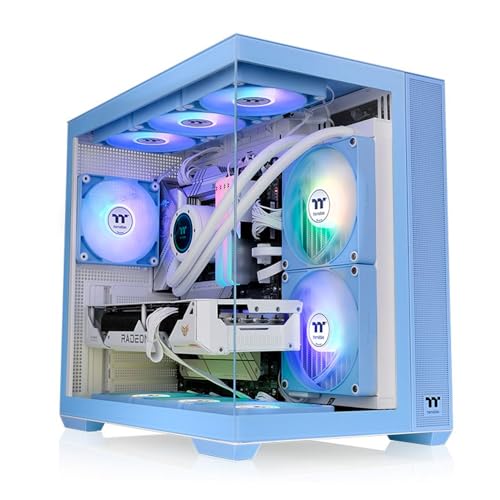 Produktbild: thermaltake view 380 tg argb mid tower gehäuse 25 jahre hydrangea blue edition