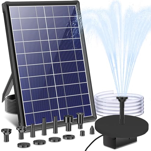 biling 7.5W solar teichpumpe mit filter, 300 L/H brunnenpumpe für garten, 10 düsen