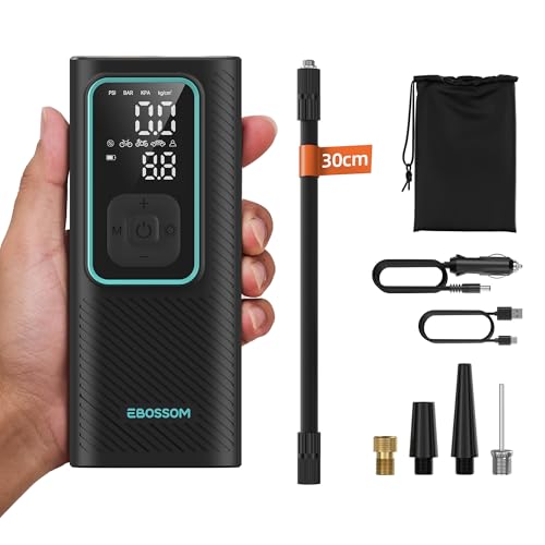 Elektrische Luftpumpe 10,3 Bar, Akku Kompressor 6000mAh, 12V DC für Auto & Fahrrad