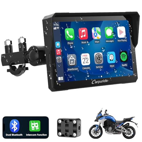 carpuride w702 pro motorrad carplay bildschirm, 7 zoll touchscreen, kabellos, bluetooth