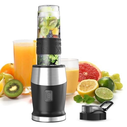 Produktbild: smoothie maker 500w mixer mit 570ml flasche, tragbarer edelstahl blender